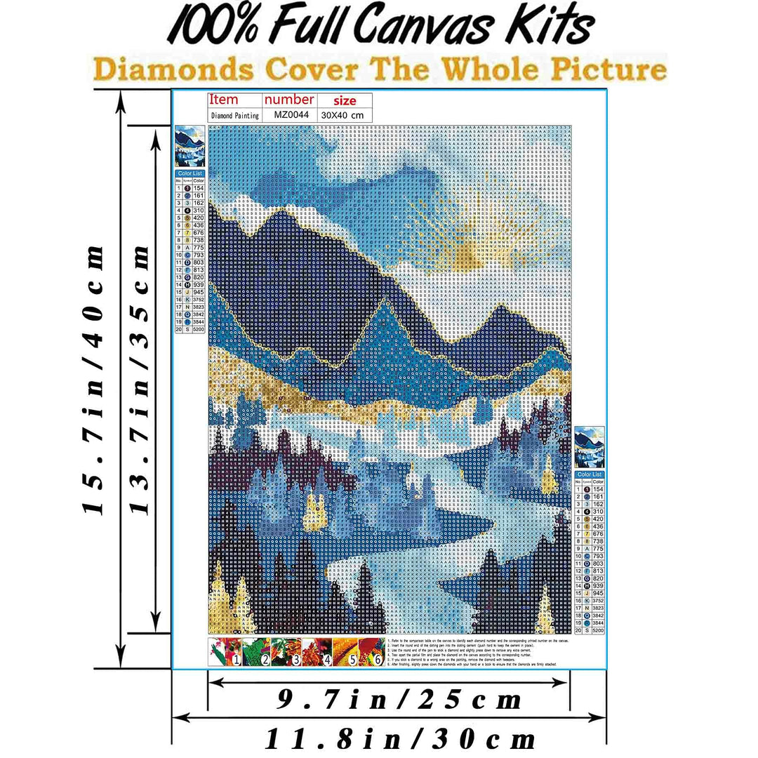 Diamond Painting Kit,Diamond Art Kits for Adults, Abstract Paint with Diamonds Round for Gift,Wall Decor(12x16) (Mountain Sunrise)