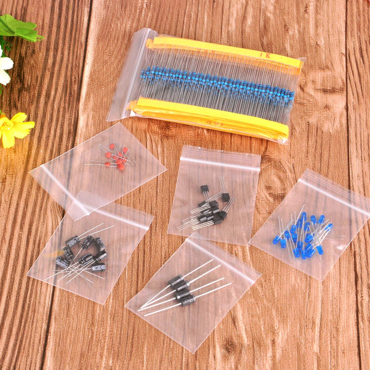 Electronic Component Assortment Kit(Total 1390 PCS) - Resistors, Electrolytic Capacitors, LEDs, Ceramic Capacitors, Diodes, Transistor for Arduino Raspberry Pi Mega2560