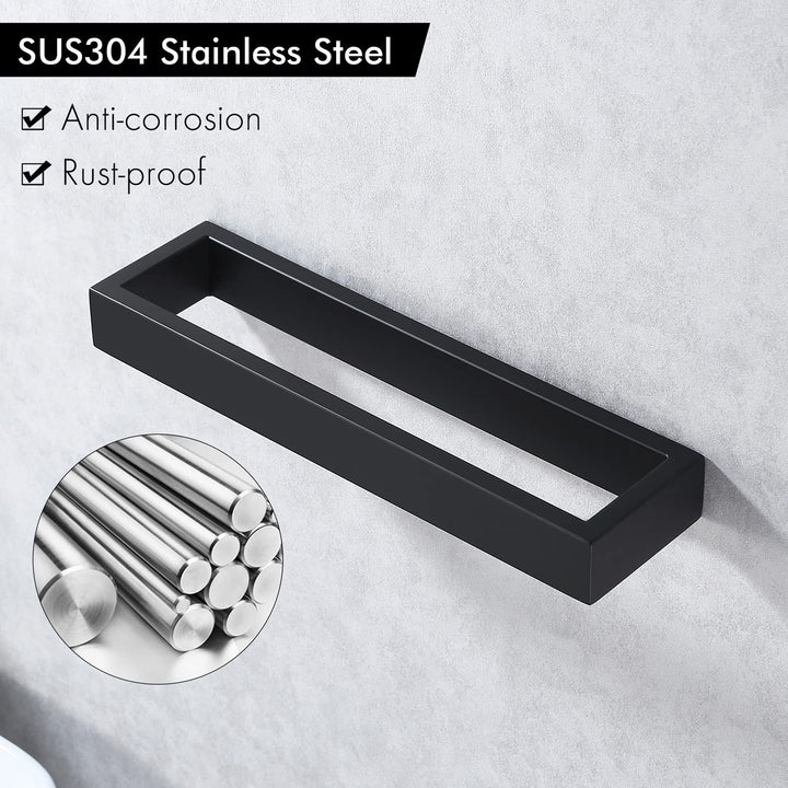 Towel Ring Hand Towel Holder SUS304 Stainless Steel Matte Black 10 Inch Black Towel Holder Wall Mount, A23080-BK