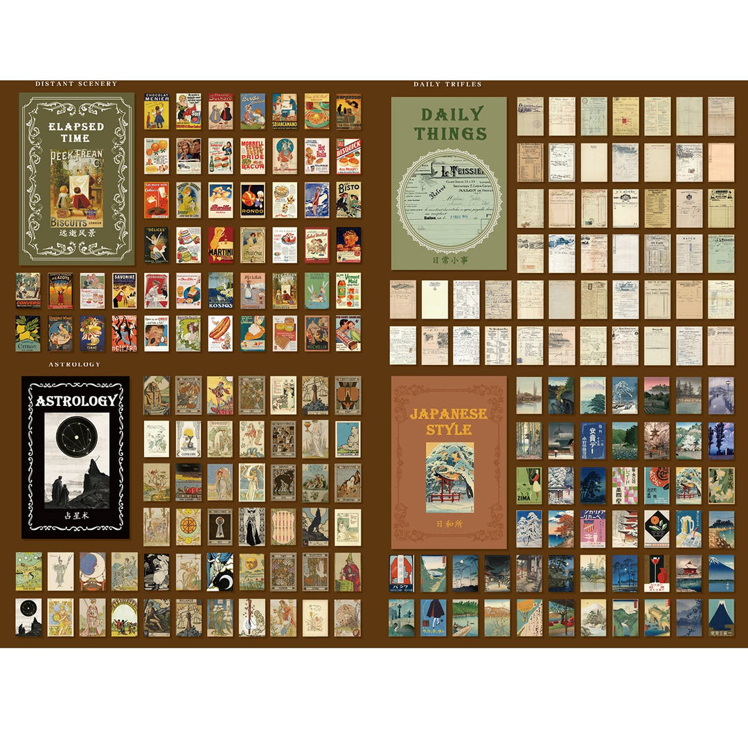 600 Piece Vintage Scrapbook Stickers,Antique Stickers Washi Old Retro Scrapbooking Paper for Art Journaling,DIY Crafts,Planners,Scrapbooking Supplies(12set) -09013