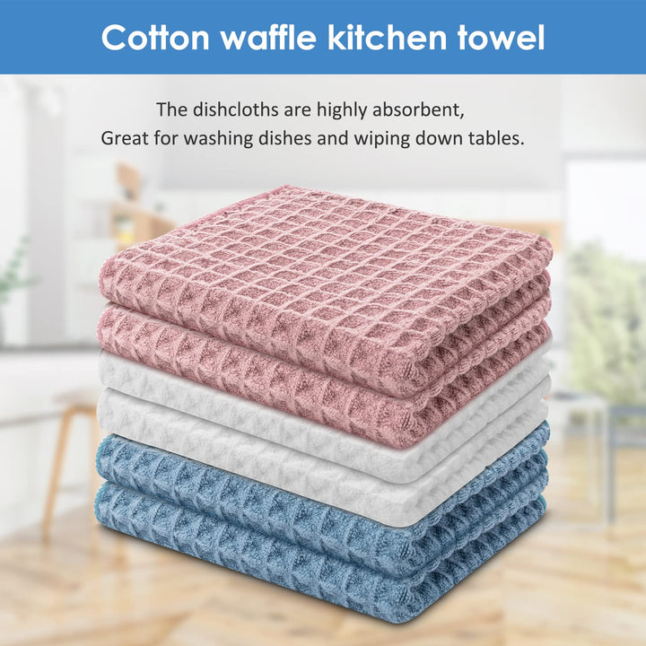 Cslehel Cotton Kitchen Towels, 6PCs Waffle Weave Dish T