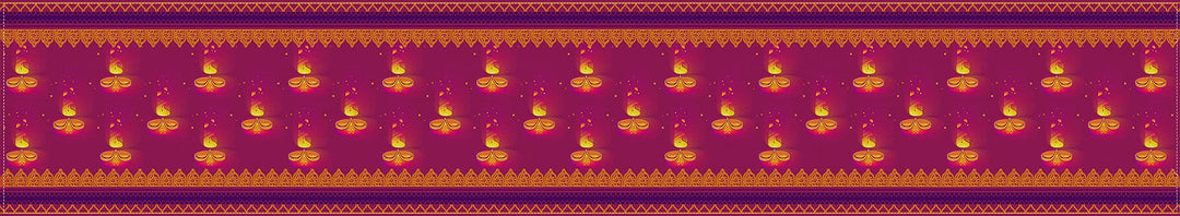 Linen 13x72&#39;&#39; Diwali Table Runner Indian Festival of Lights Decoration for Kitchen Dinning Room Decor