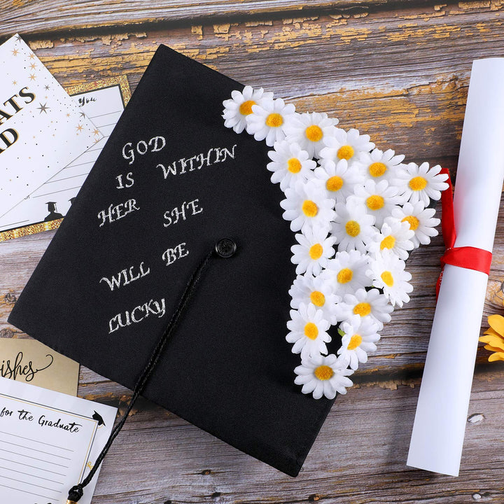 4 Sheets Graduation Cap Decorations Peel and Stick Glit