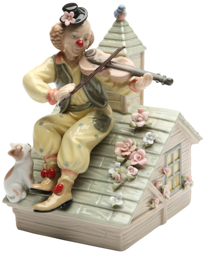 20867 Clown with Violin Musical Ceramic Figurine, 6-1/4-Inch, Yellow