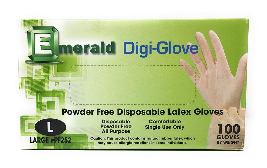Emerald Digi-Gloves, Powder Free Disposable Latex Glove