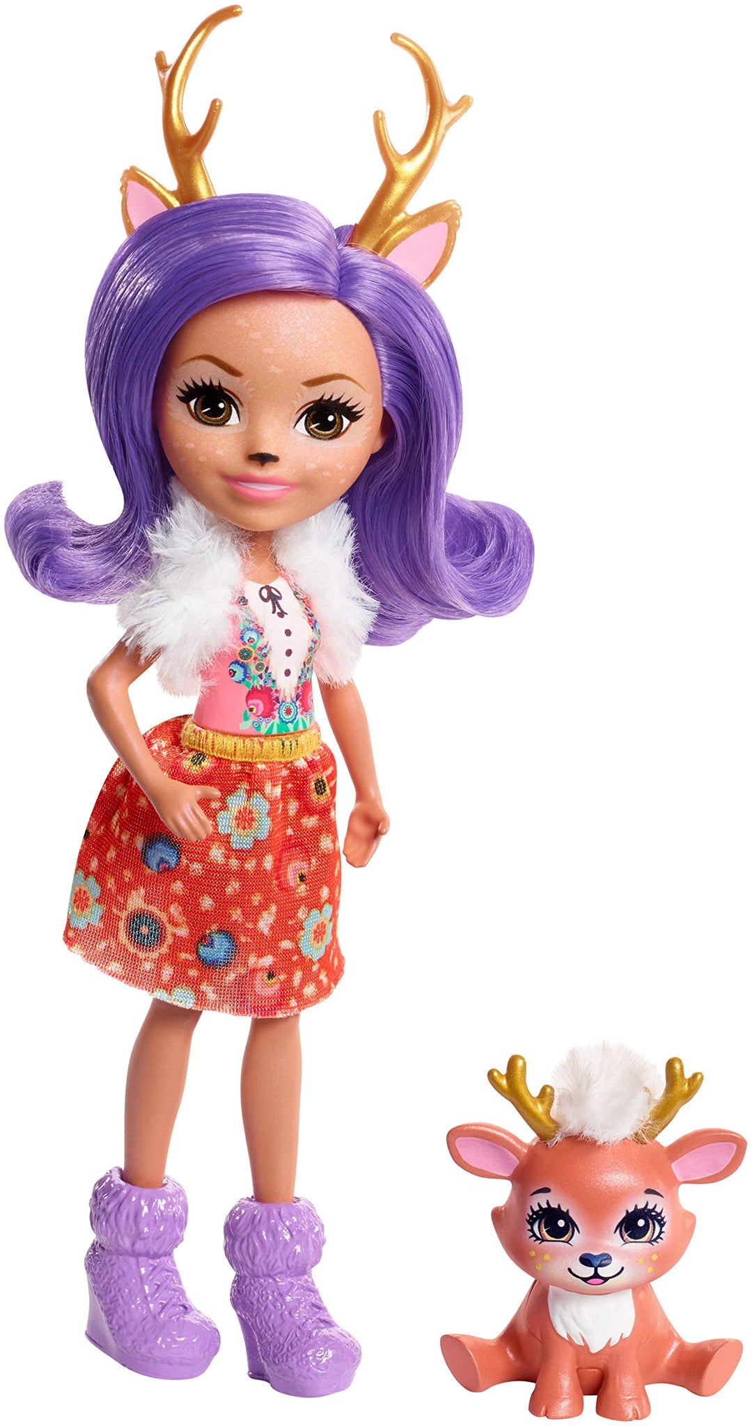 Enchantimals Danessa Deer Doll with Sprint Deer Figure, 6-inch Small Doll with Removable Skirt &amp; Accessories