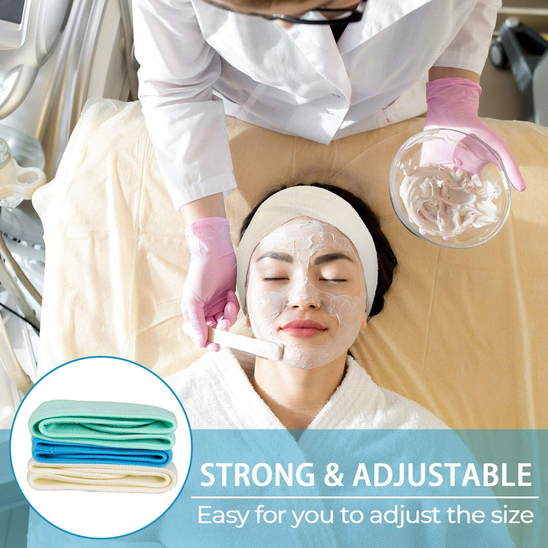 Spa Facial Headband Make Up Wrap Head Terry Cloth Headband Adjustable Towel for Face Washing, Shower, 3 Pieces (Blue, Green, Yellow)