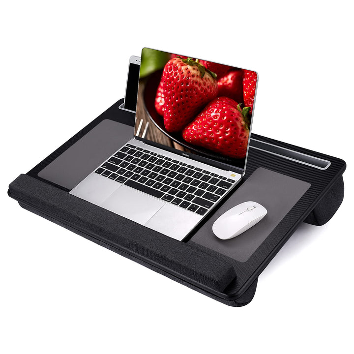 Extra Large Lap Laptop Desk- Home Office Portable LapDesk with Mouse Pad &amp; Wrist Rest for Notebook/MacBook/Tablet, Sofa Bed Working, Writing, Drawing (Carbon Black, Fit Up to 17-inch Laptops)