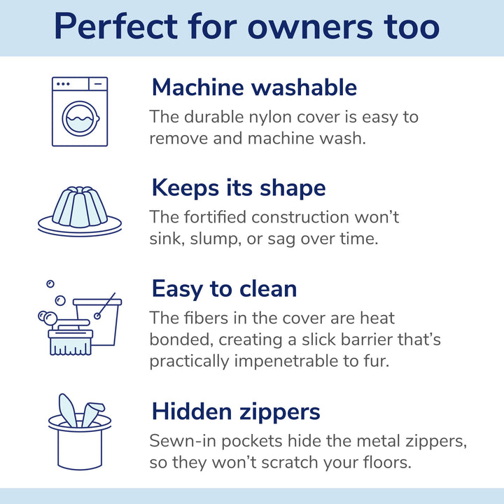 Dog Bed, Plush Memory Foam, Large, Gray