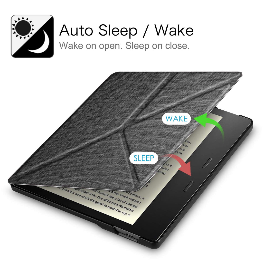 Origami Case for 7 Kindle Oasis (10th/9th Generation, 2019/2017 Release) - Slim Fit Stand Cover Support Hands Free Reading with Auto Wake Sleep, Denim Charcoal