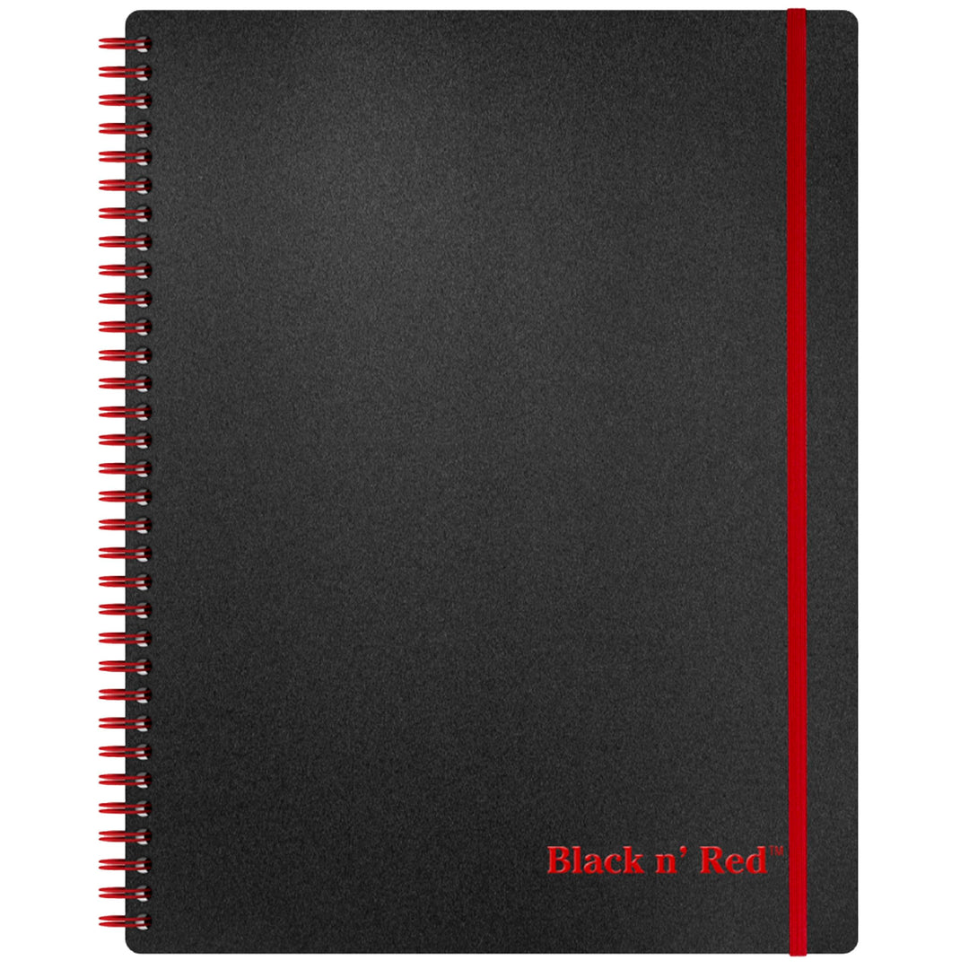 Black n&#39; Red Notebook, Business Journal, 11 x 8, 70 Sheets, Ruled, Optik Paper, Scribzee App, Flexible Poly Cover, Wirebound, Black (K67030)