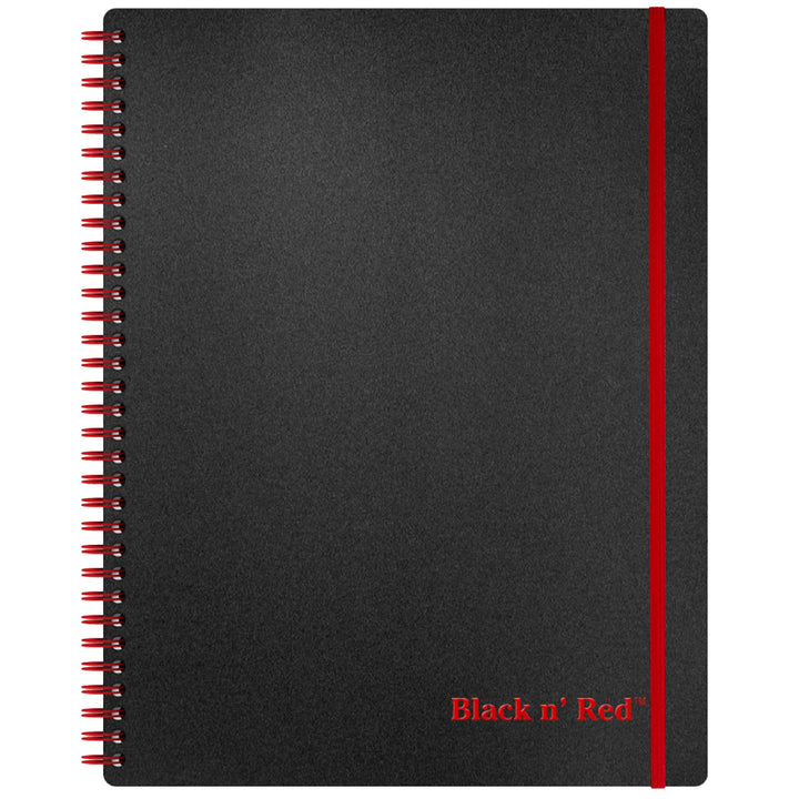 Black n&#39; Red Notebook, Business Journal, 11 x 8, 70 Sheets, Ruled, Optik Paper, Scribzee App, Flexible Poly Cover, Wirebound, Black (K67030)