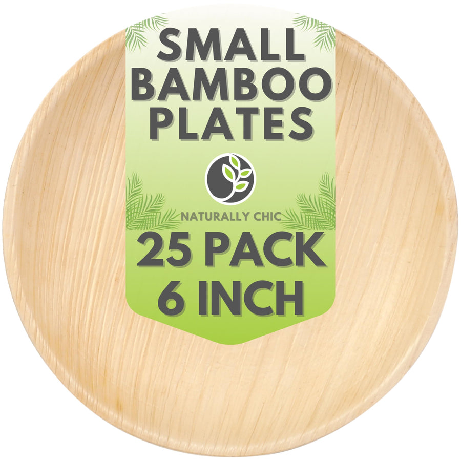 Naturally Chic 6 Round Disposable Palm Leaf Plates - 25