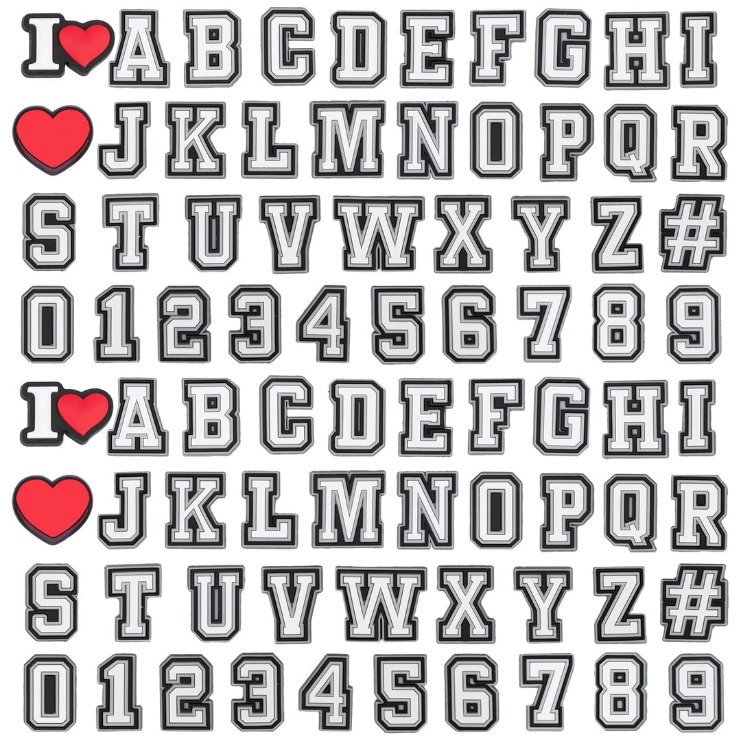 74+4 Pcs Letters Numbers Shoe Charms, Double A-Z Letters &amp; 0-9# Numbers Charms for Clogs Wristbands Bracelets,for Men Women Adult Kids Boys Girls
