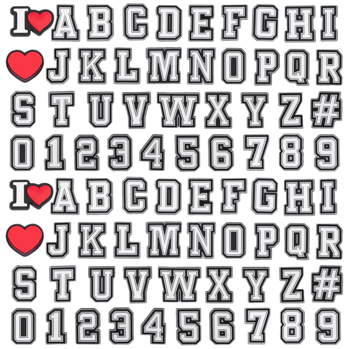 74+4 Pcs Letters Numbers Shoe Charms, Double A-Z Letters &amp; 0-9# Numbers Charms for Clogs Wristbands Bracelets,for Men Women Adult Kids Boys Girls