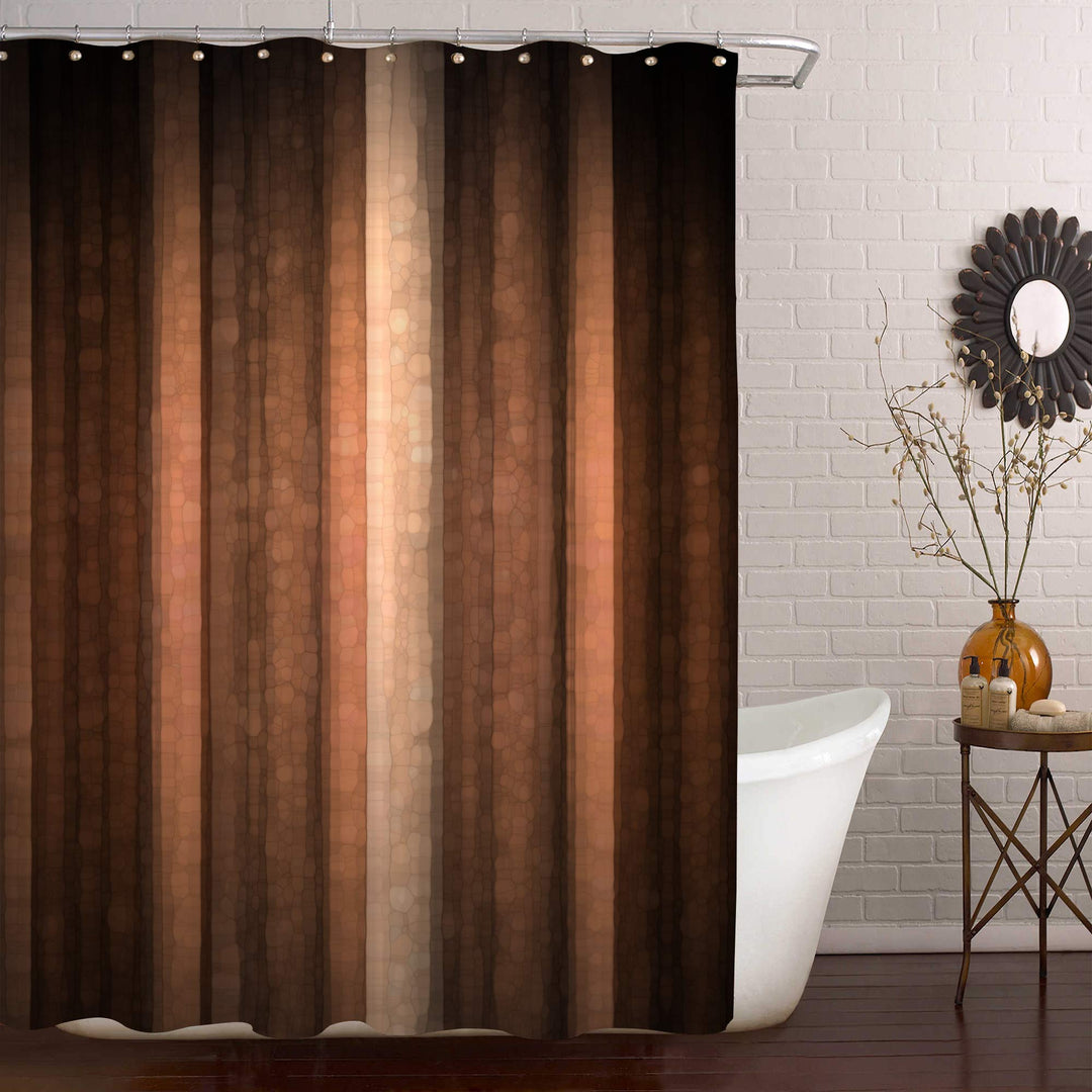 Gibelle Brown Striped Shower Curtain, Orange Copper and