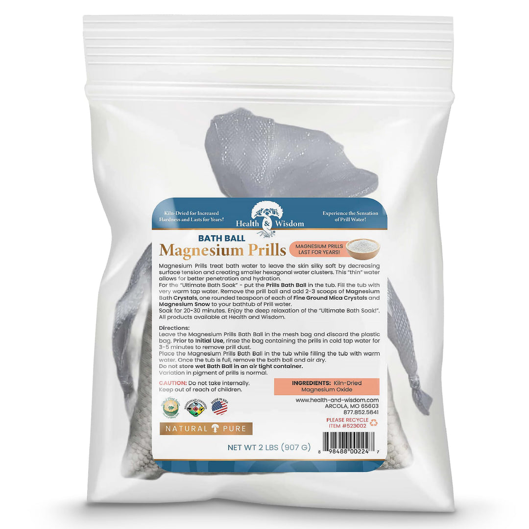 Magnesium Prills Bath Ball - Structured Water Devices, Magnesium Laundry Beads, Deionized Water, Mineral Magnesium Soak - 32 oz
