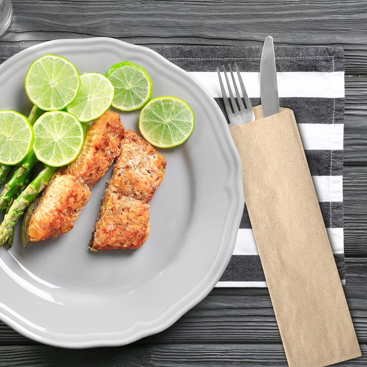 Kraft Disposable Silverware Flatware Paper 10 x 2-3/4 i