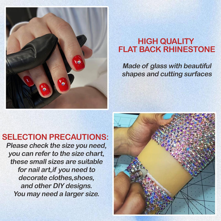 Sparkling 2880pcs SS4 1.5mm Nail Crystals Beads AB Nail Art Rhinestones Round Flatback Glass Gems Stones Diamonds Accessories for Nails Decoration Crafts Eye Makeup Clothes Shoes(2880pcs SS4)