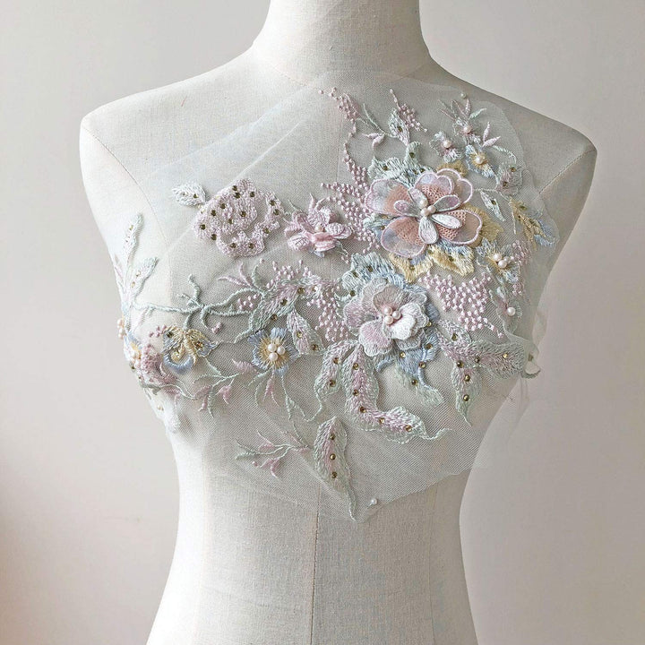 Blossom 3D Flower Applique, Beaded Sequins Flower LACE 