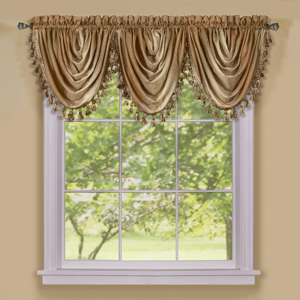 Soft Waterfall Valance Window Curtains - 46 Inch Width,