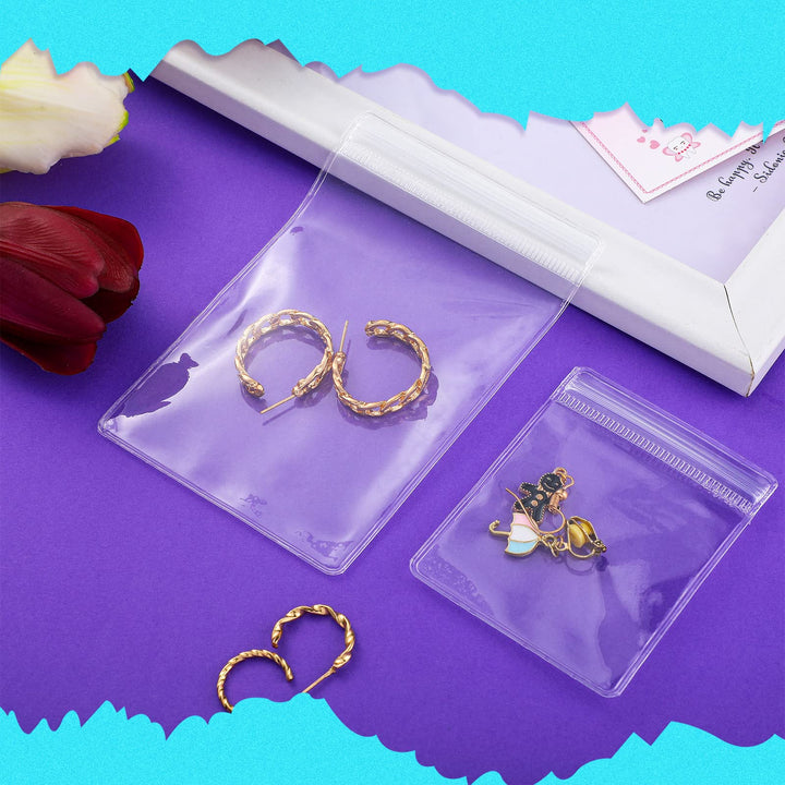 180 Pcs Clear PVC Jewelry Bags Plastic Anti Tarnish Jewelry Storage Bags Thick Zipper Bags Transparent Resealable Poly and Plastic Packaging Bags for Travel Storage Earrings, 6 Sizes