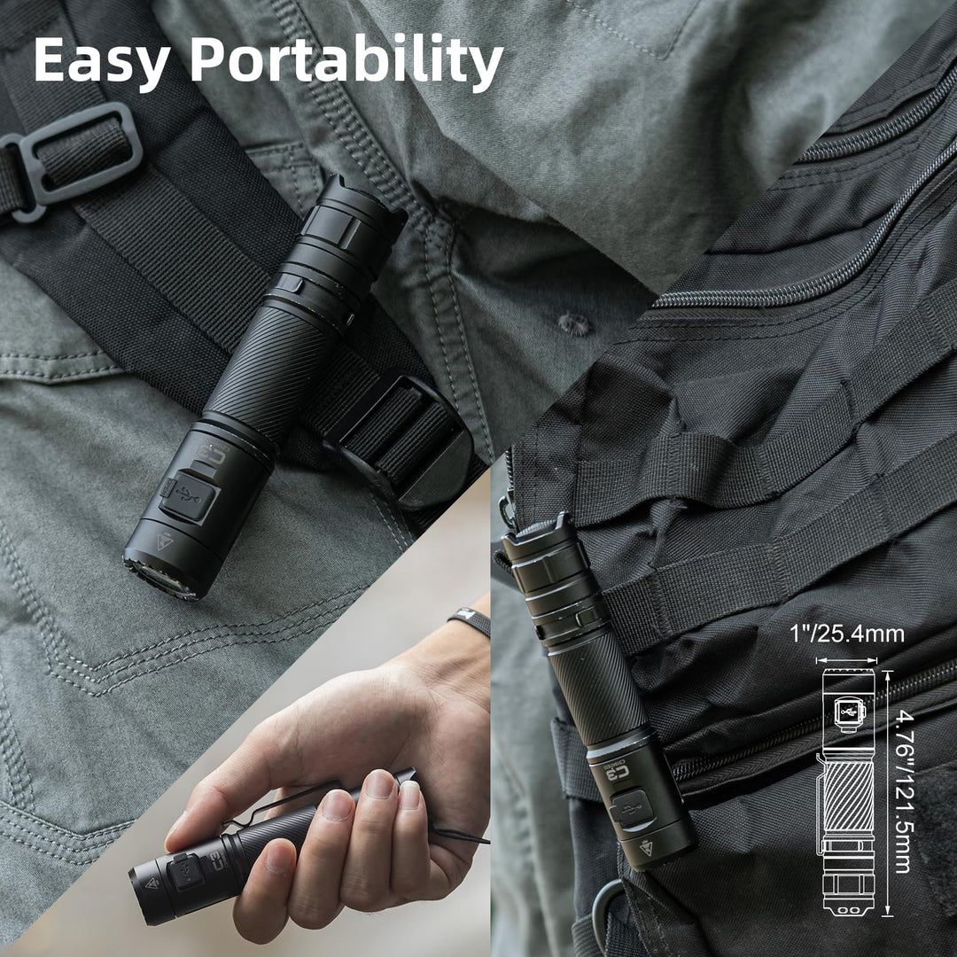 WUBEN C3 Rechargeable Flashlight 1200 High Lumens Super