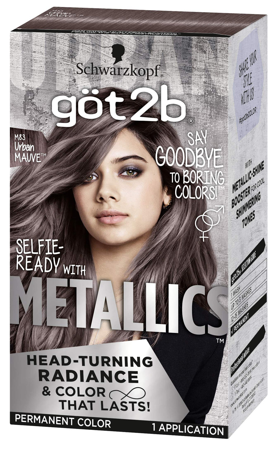 Got2b Metallic Permanent Hair Color, M83 Urban Mauve, 1 Count