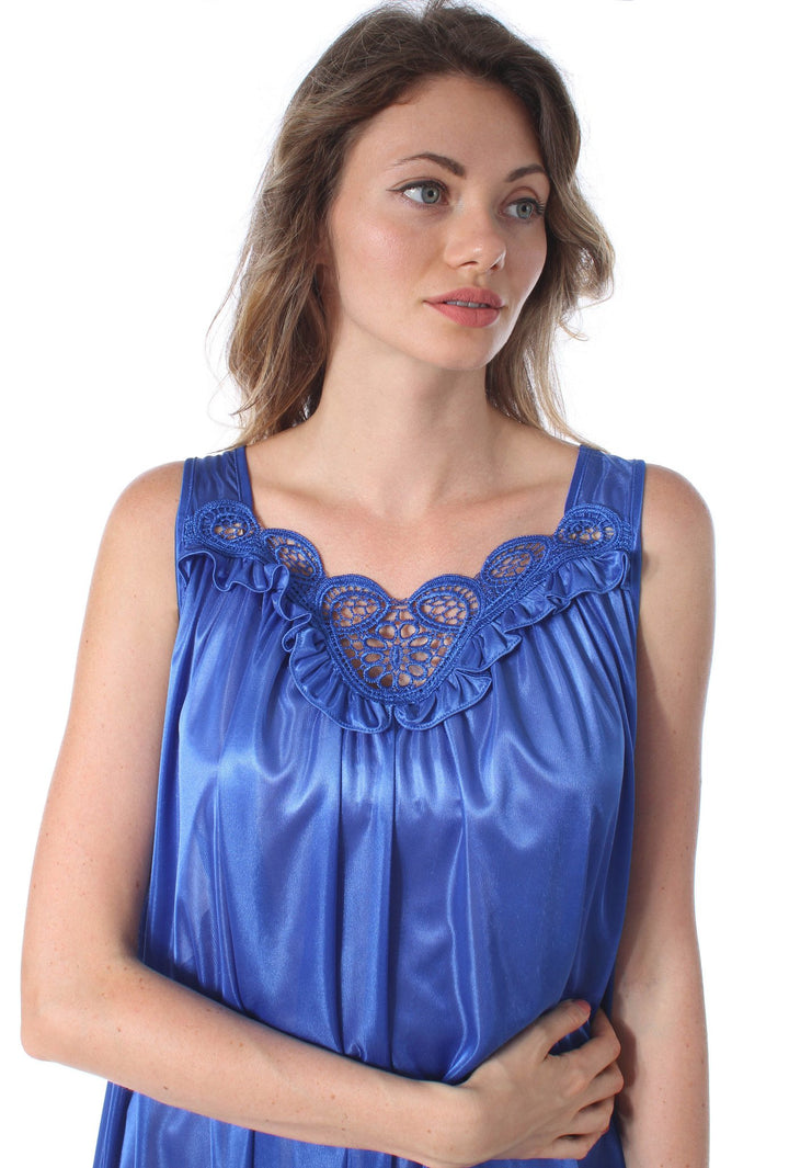 Venice Womens&#39; Silky Looking Embroidered Nightg