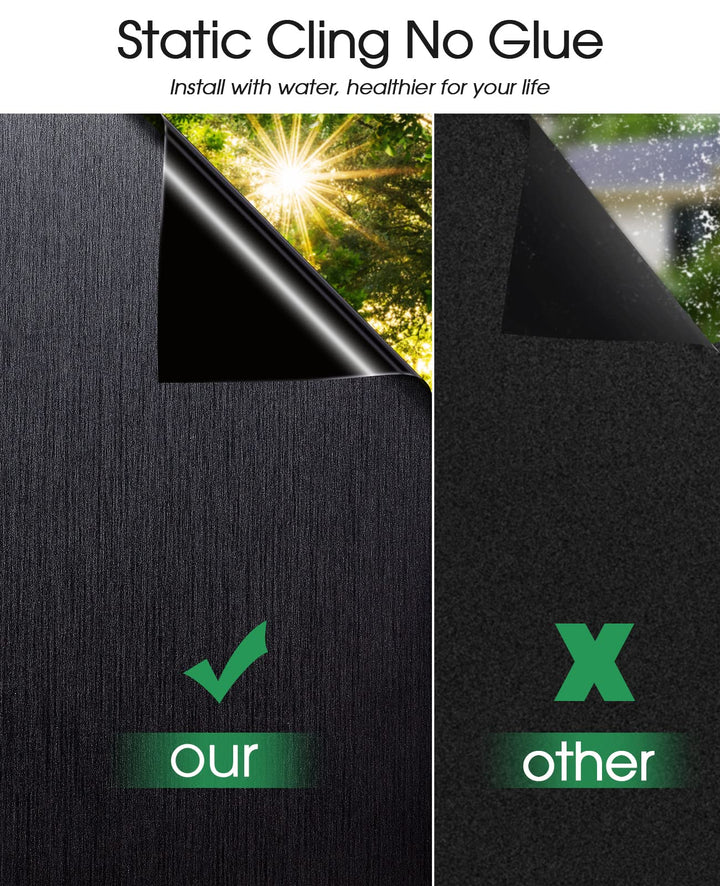 Coavas Blackout Window Film Light Blocking: 100% Black 