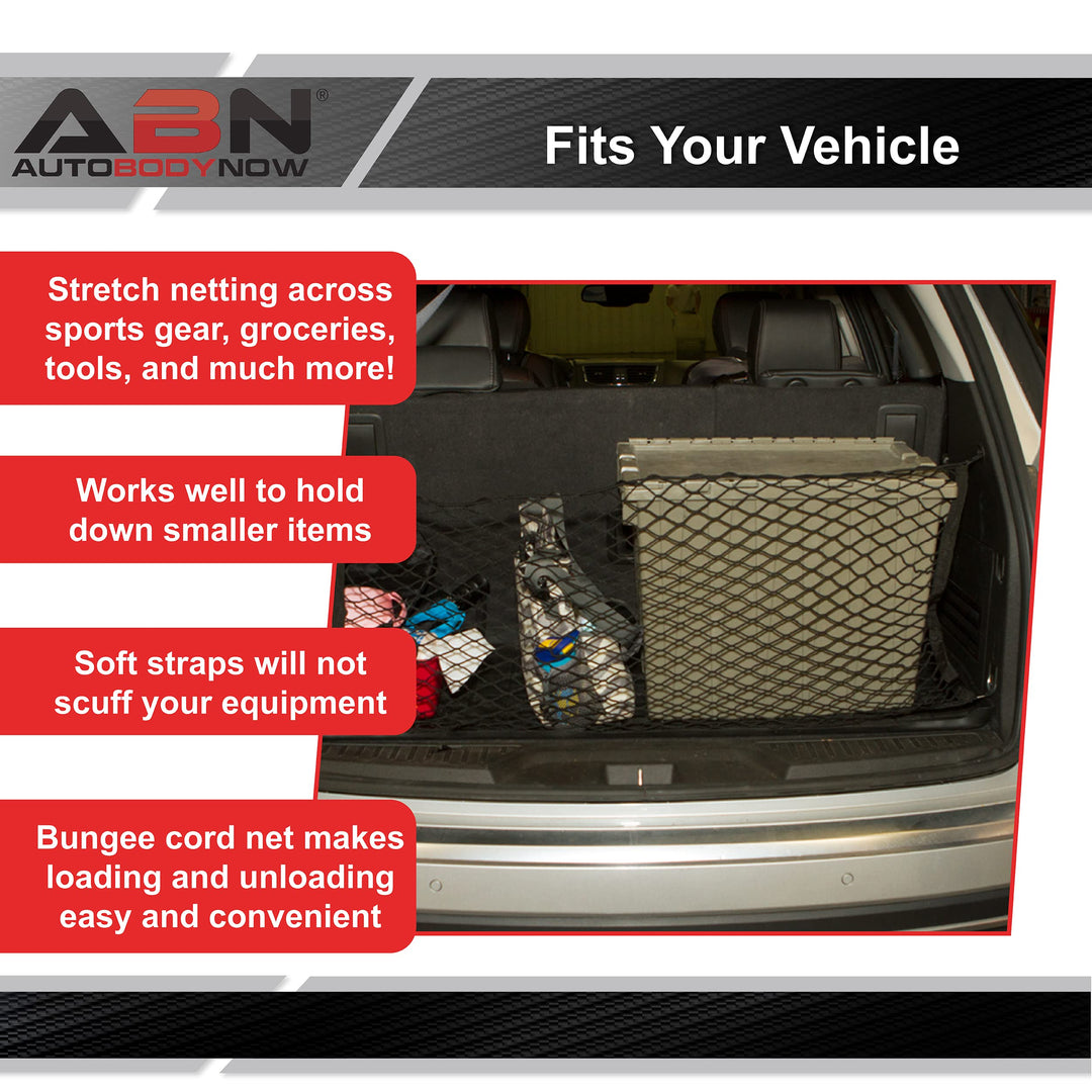 Cargo Net with Fasteners and Hardware, 24 x 45in (Stretches to 60in Long) – Trailer, SUV, Motorcycle, ATV, Roof