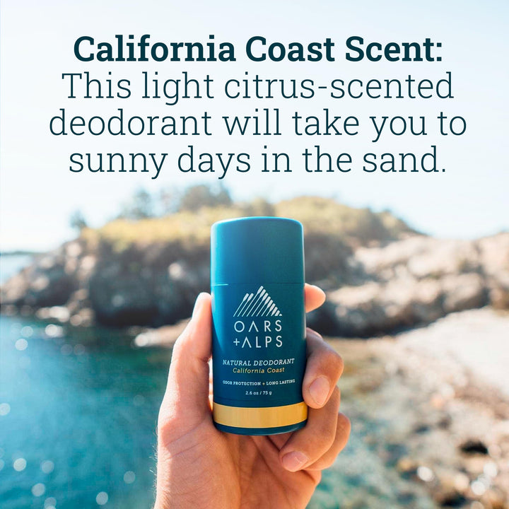 Aluminum Free Deodorant for Men and Women, Dermatologist Tested and Made with Clean Ingredients, Vegan, Travel Size, California Coast, 1 Pack, 2.6 Oz