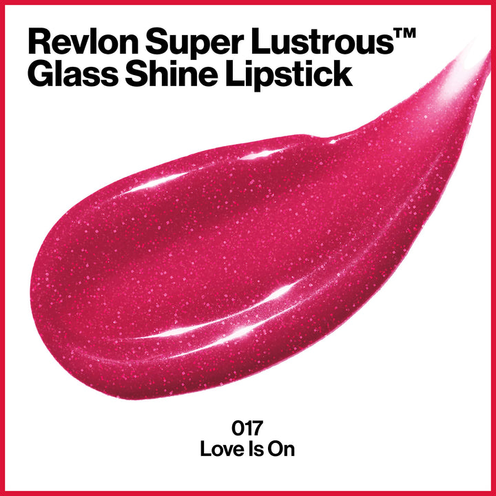 Super Lustrous Glass Shine Lipstick, Flawless Moisturizing Lip Color with Aloe, Hyaluronic Acid and Rose Quartz, Love Is On (017), 0.15 oz