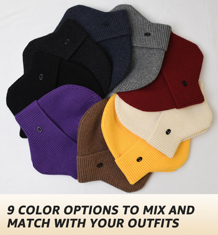 Knit Beanie Winter Hats Ear Covers for Men Women Kids-Warm Daily Headwear (Black)