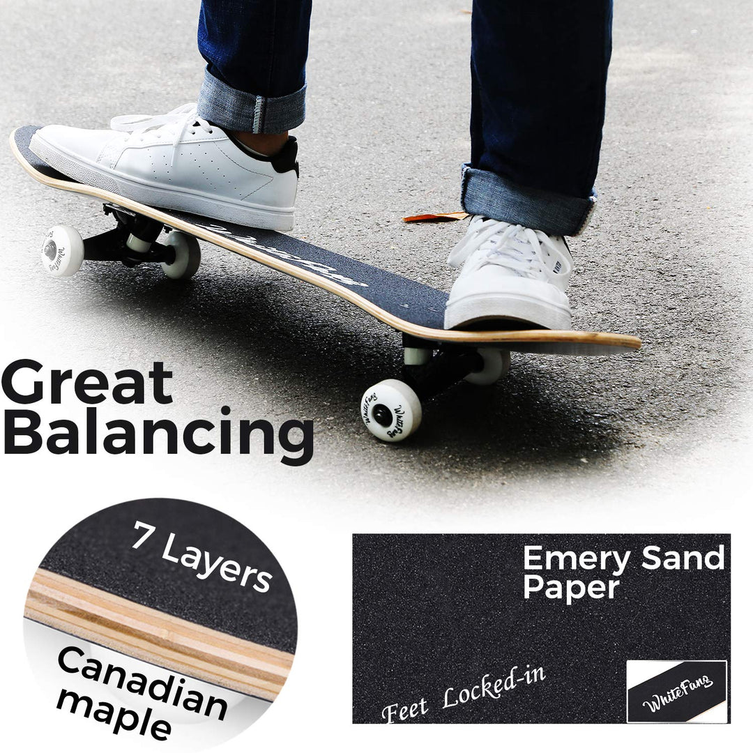 Skateboards, Complete Skateboard 31 x 7.88, 7 Layer Canadian Maple Double Kick Concave Standard and Tricks for Kids and Beginners (Diamond)