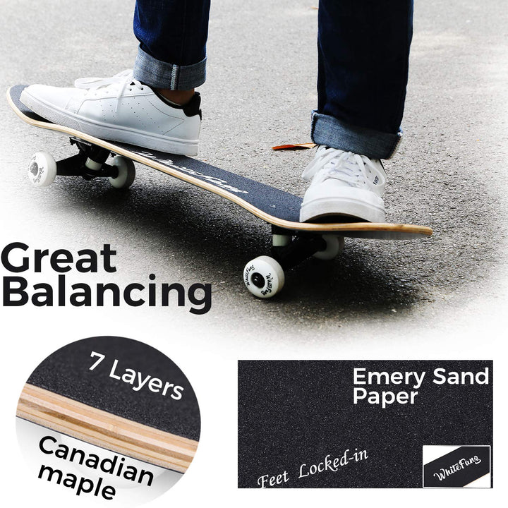 Skateboards, Complete Skateboard 31 x 7.88, 7 Layer Canadian Maple Double Kick Concave Standard and Tricks for Kids and Beginners (Diamond)