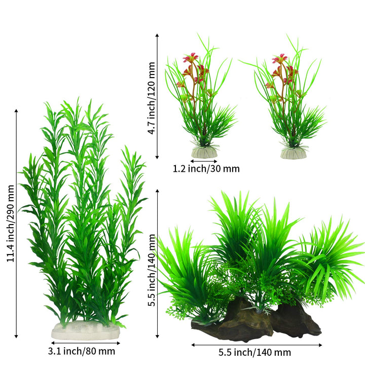 Fish Tank Plants, Artificial Aquatic Plants for Aquarium Decorations (Pack of 4)
