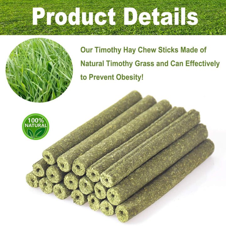 Chngeary Small Animals Chew Toys Molar Sticks, Apple Sticks Timothy Hay Sticks Sweet Bamboo 3Types Combined for Rabbit Chinchilla Guinea Pigs Squirrel Hamster (300g)