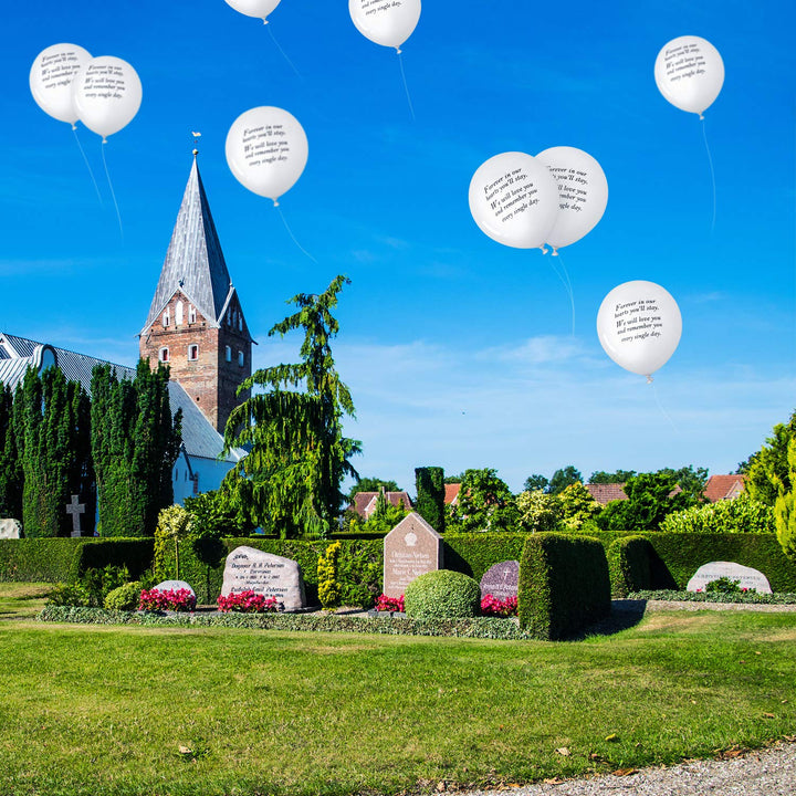 Gejoy 50 Pieces Memorial Balloons Biodegradable Remembrance Balloons White Funeral Balloons and 3 Pieces Balloon Ribbon for Balloon Release, Funeral Decoration