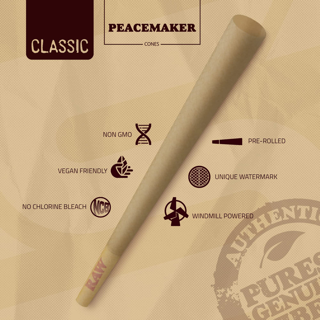 RAW Peacemaker Cones Classic | 27 Pack | Larger than Ki