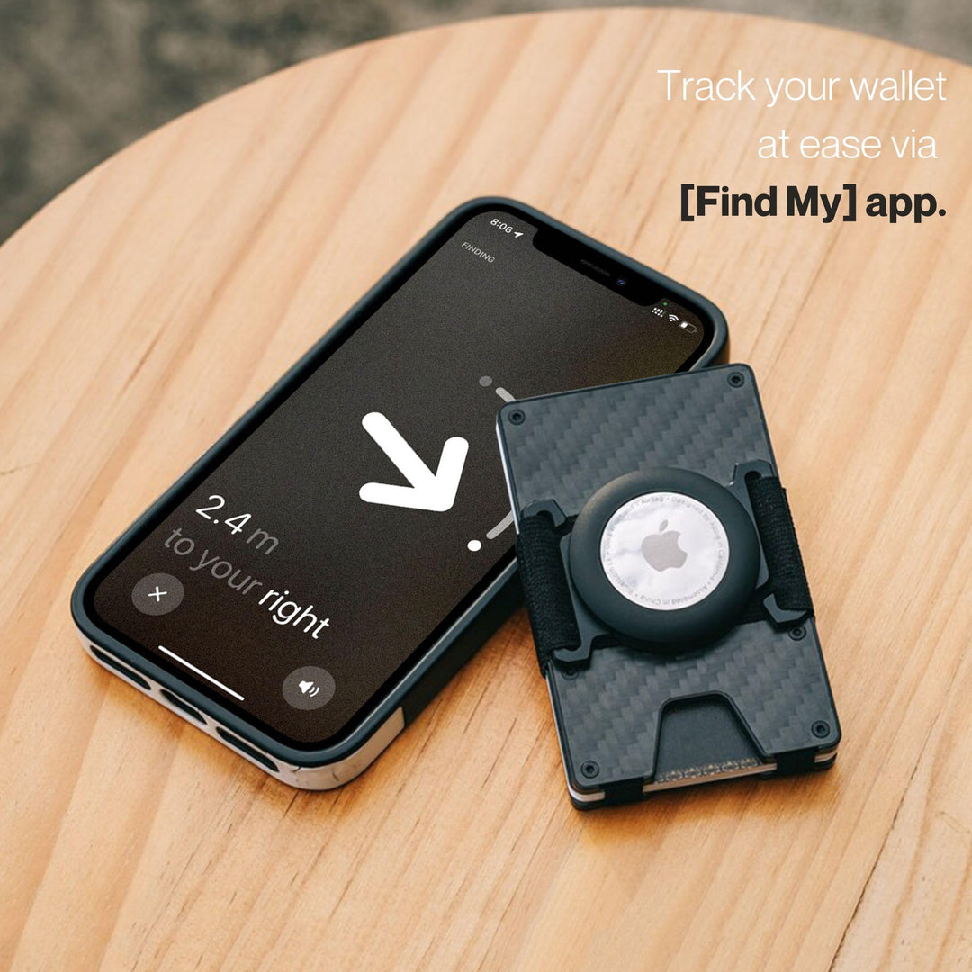 Airtag Men&#39;s Wallet | Slim Air Tag Money Clip | Carbon Fiber Card Holder | Minimalist AirTag Wallet | RFID Shield [Without AirTag]
