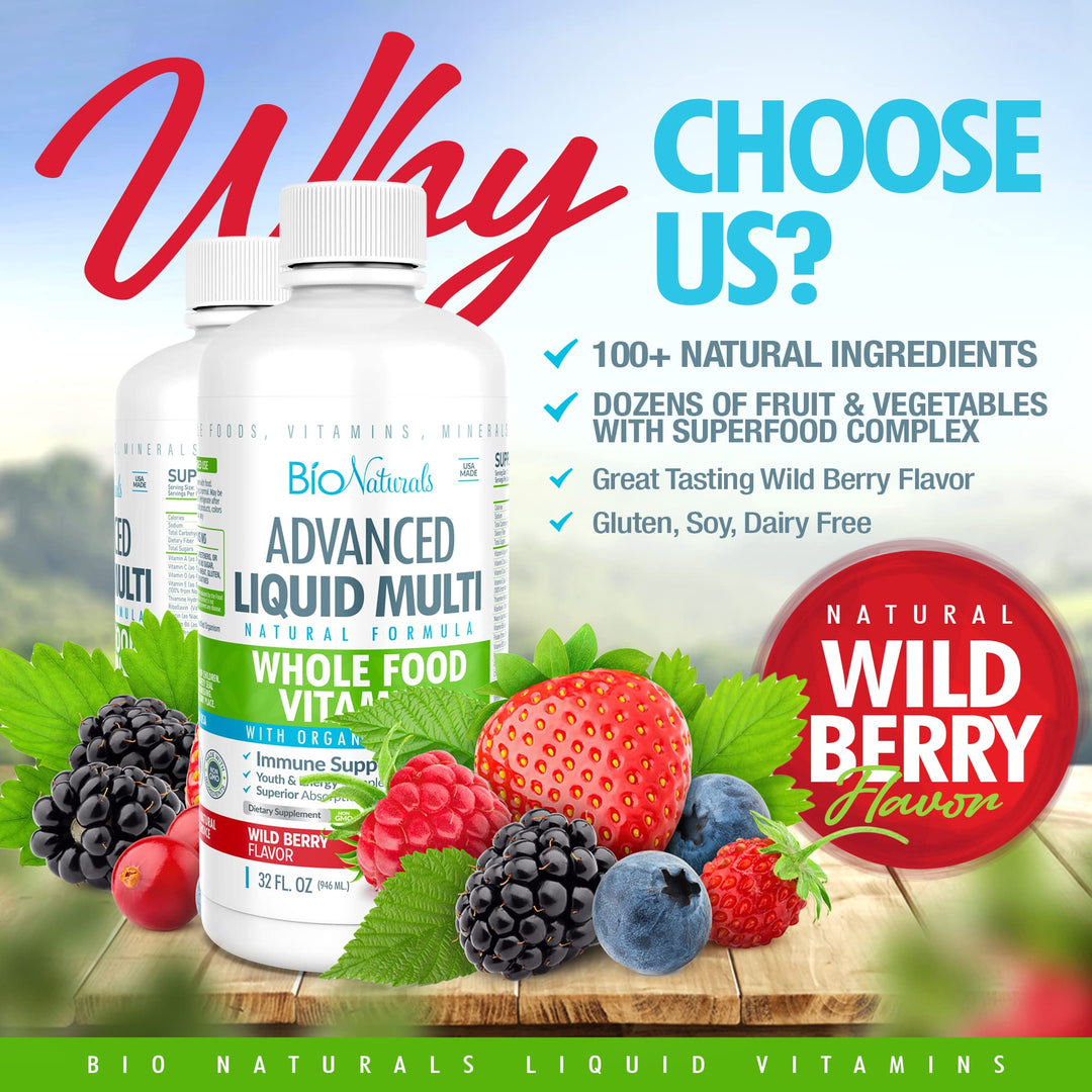 Liquid Whole Food Multivitamin for Men &amp; Women with Over 100 Ingredients - Superfoods, Omegas, Organic Extracts - 100% Vegan - 32 oz