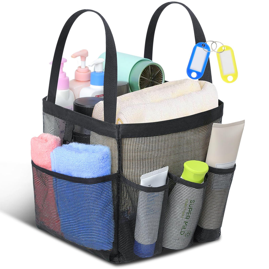 Mesh Shower Caddy Tote, Large Shower Caddy Basket Portable, Quick Dry Hanging Toiletry Bag, 8 Storage Pocket Handle Bath Organizer for College Dorm, Gym, Camp, Travel