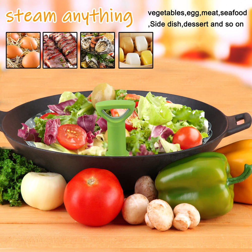 Stainless Steel Vegetable Steamer Basket for Cooking, Food Steamer Basket with Removable Center Handle for Veggie Seafood Cooking, Folding Expandable Steamer Basket Fit Various Size Pot