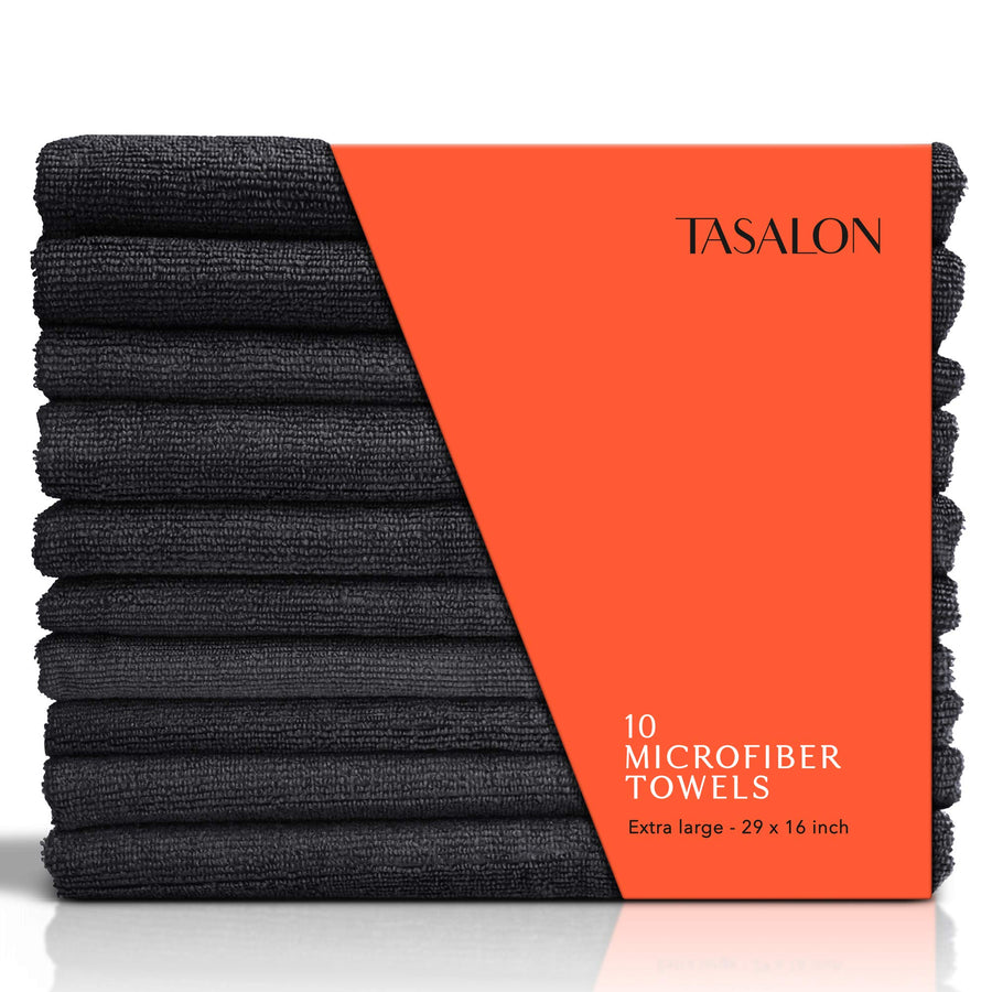 Microfiber Hair Towel - 10 Pack - Salon Towels - Quick Dry Microfiber Towels - 29 x 16 Inches Ultra-Soft Microfiber Towel for Hair, Facial Towels with Soft Absorbant - Black