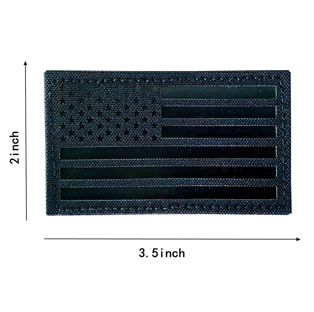 2x3.5 Infrared IR US USA American Flag Patch Tactical Vest Patch Hook-Fastener Backing (Black)