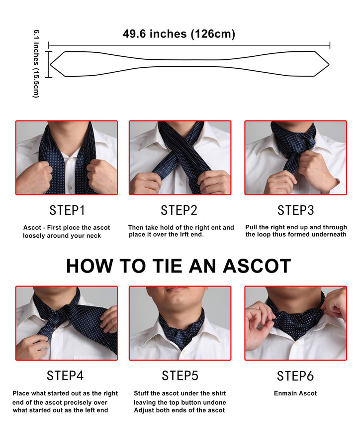 HISDERN Ascot Tie Mens Formal Gold Cravat Ties Floral P