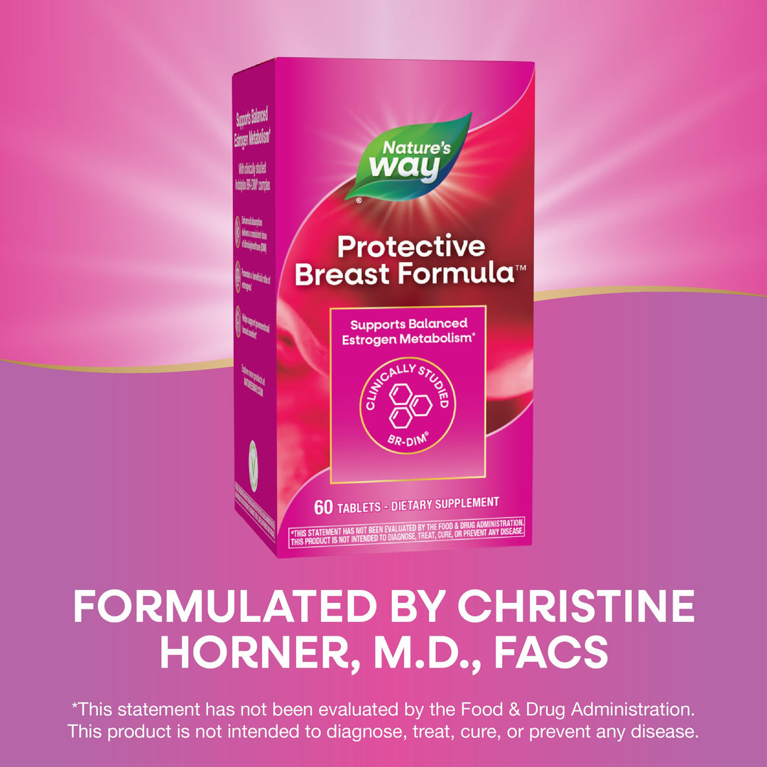 Nature&#39;s Way Protective Breast Formula, Supports Balanced Estrogen Metabolism*, Supports Premenstrual Breast Comfort*, with BR-DIM, Turmeric Extract, and Vitamin D3, 60 Tablets (Packaging May Vary)