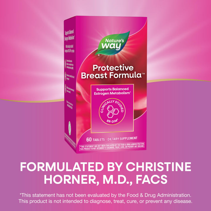 Nature&#39;s Way Protective Breast Formula, Supports Balanced Estrogen Metabolism*, Supports Premenstrual Breast Comfort*, with BR-DIM, Turmeric Extract, and Vitamin D3, 60 Tablets (Packaging May Vary)