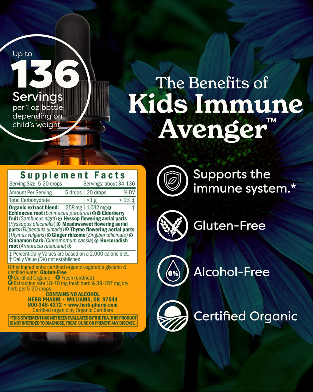 Herb Pharm Kids Certified-Organic Alcohol-Free Immune A